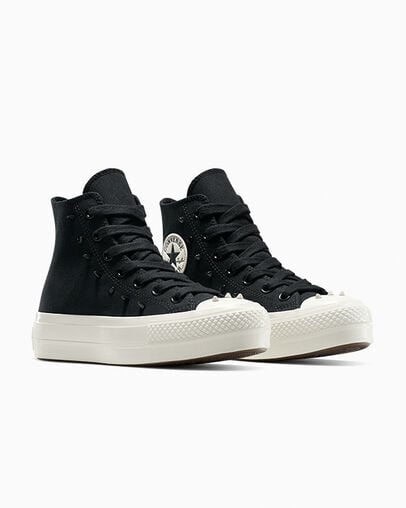 Chuck Taylor All Star Lift Platform Spikes Black/Vintage White/Black, Top and Side View