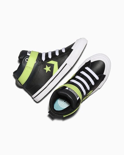 Pro Blaze Strap Leather Black/Neon Mantis Green/White, Angled View