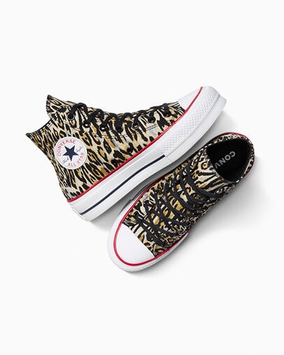 Chuck Taylor All Star Lift Platform Leopard Black/White/Red, Angled View