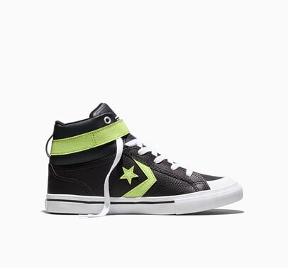 Converse Pro Blaze Strap Leather Black/Neon Mantis Green/White