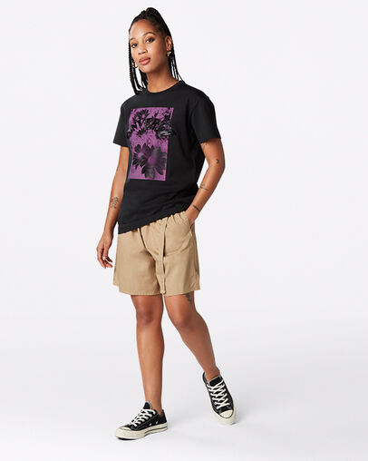 Flower Photo Relaxed T-Shirt Converse Black, Full Body View