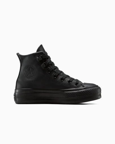 Chuck Taylor All Star Lift Platform Leather Black/Black/Black, Outer Side View