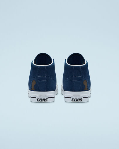 CONS One Star Pro Mid - Ben Raemers Foundation Navy/White/Black, Heel View