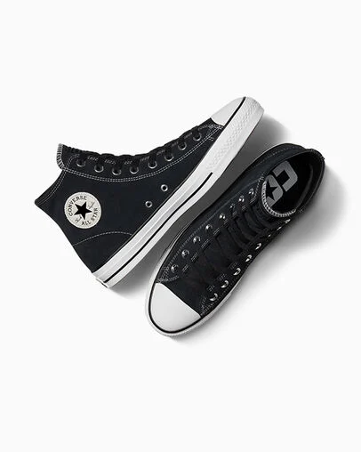 CONS Chuck Taylor All Star Pro en daim Noir/Noir/Blanc, Angled View