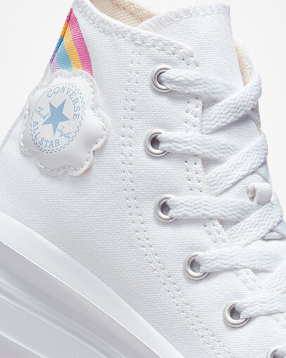 Chuck Taylor All Star Move Platform Rainbow Cloud White/Jp Blue/Pink, Detail Angle View