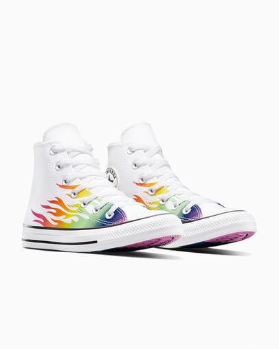Chuck Taylor All Star Pride Blanco/Fucsia ca&oacute;tico, Top and Side View