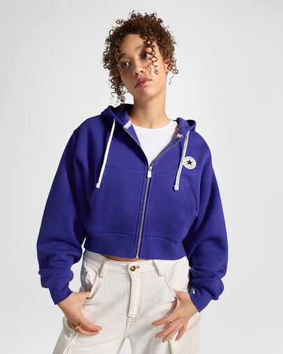 Retro Full-Zip Hoodie Night Indigo, Front View