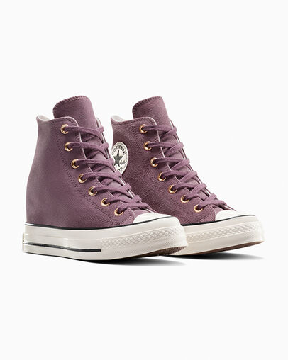 Chuck 70 Wedge Platform Suede Trail Mixed/Egret/Black, Top and Side View
