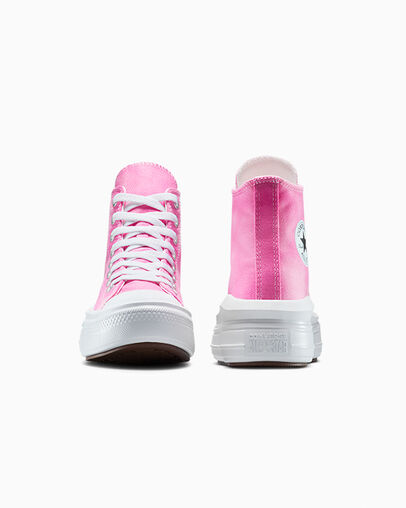Chuck Taylor All Star Move Platform Color Splash Bianco/Fucsia caos, Heel View