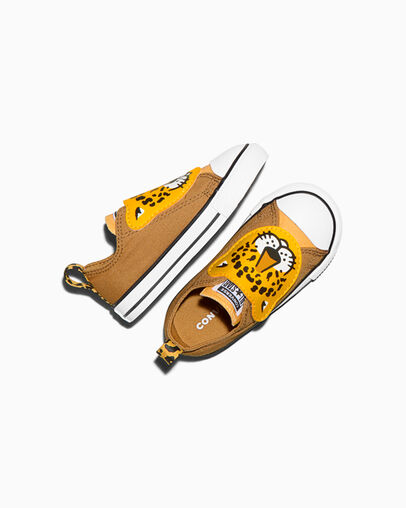 Chuck Taylor All Star One Strap Leopards Easy-On Honey Stick Brown/Gold Palm/White, Angled View