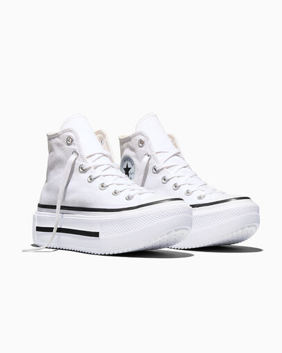 Chuck Taylor All Star Lift Double Stack Platform Canvas Blanc/Noir/Blanc, Top and Side View