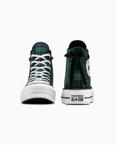 Chuck Taylor All Star Lift Platform Plaid Navy/Black/White, Heel View