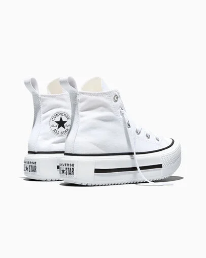 Chuck Taylor All Star Lift Double Stack Platform White/Black/Egret, Heel View