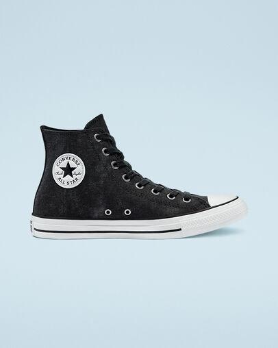 Chuck Taylor All Star Washed Canvas Black/Black/Egret, Outer Side View