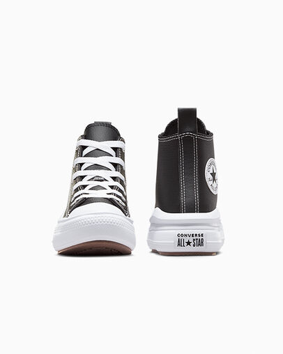Chuck Taylor All Star Move Platform Leather Nero/Nero/Bianco, Heel View