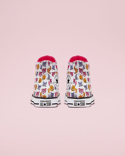 Jungle Cats Chuck Taylor All Star Bianco/Prime Pink/Nero, Heel View