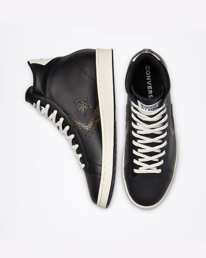 Pro Leather Snake Print Black/Engine Smoke/Egret, Top and Side View