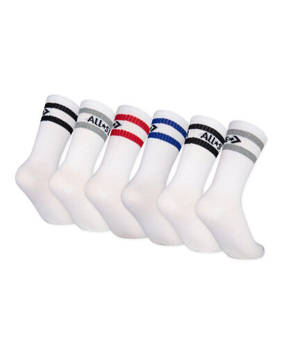 6-Pack Striped Logo Crew Socks Weiß, 3/4 View