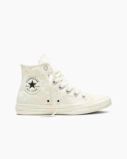 Chuck Taylor All Star Retro Flowers Egret/Black/Egret, Outer Side View