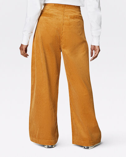 Corduroy Broek met wijde pijpen Wheat, Back View