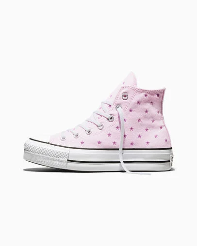 Chuck Taylor All Star Lift Platform Embroidered Stars New Found Bloom Pink/Lt Shocking Orchid Pink/White, Inner Side View