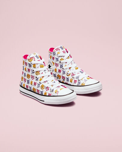 Jungle Cats Chuck Taylor All Star Bianco/Prime Pink/Nero, Angled View