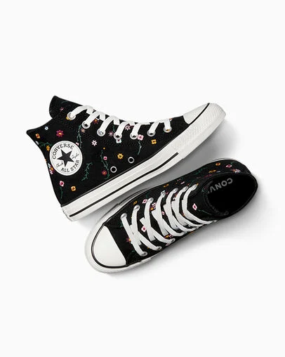 Chuck Taylor All Star Floral Embroidery Black/Frozen Acai/Branch Out, Angled View