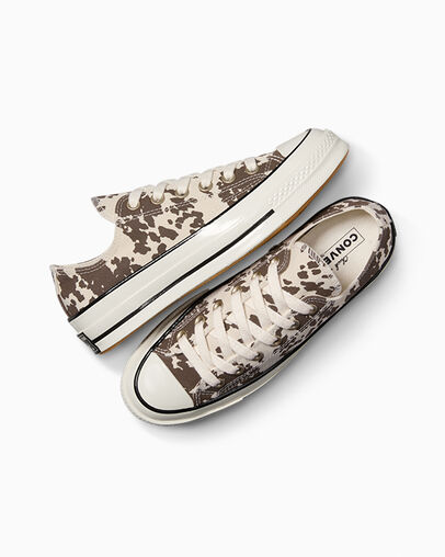 Chuck 70 Animal Print Egret/Brown/Gold, Angled View