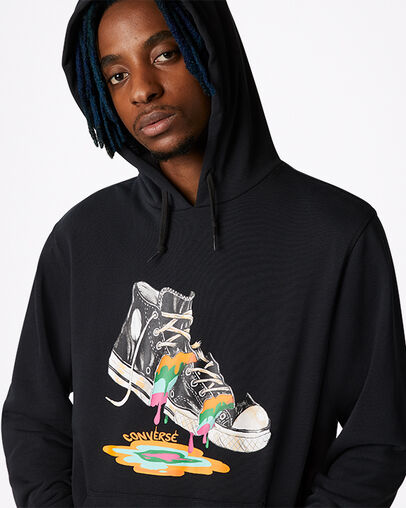Sudadera con capucha Paint Drip Graphic Pullover Negro Converse, Detail View