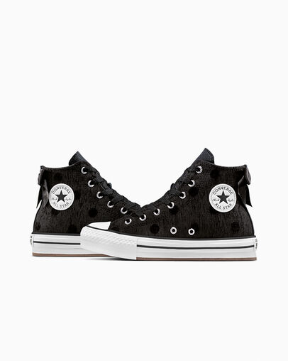 Chuck Taylor All Star Lift Platform Polka Dot & Bow Black/White/Black, Detail Angle View