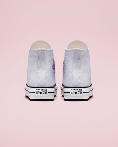 Chuck Taylor All Star Lift Platform Glitter White/Silver/Natural Ivory, Heel View