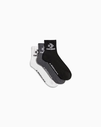 2-Pack Textured Logo Quarter Socks Blanco/Negro, Front View