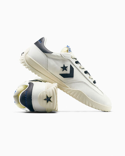 Run Star Trainer Nylon & Leather Vintage White/Natural Ivory, Detail Angle View