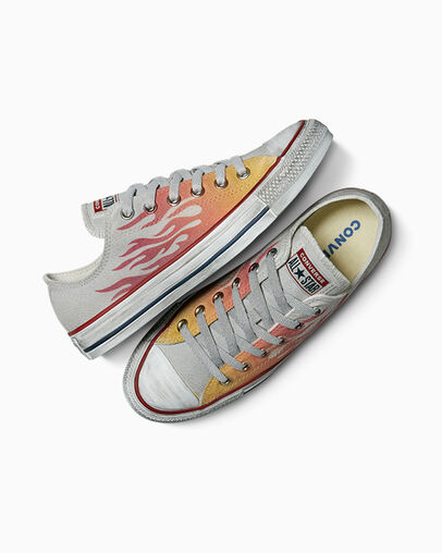 Chuck Taylor All Star Flames Flame Light Grey, Angled View