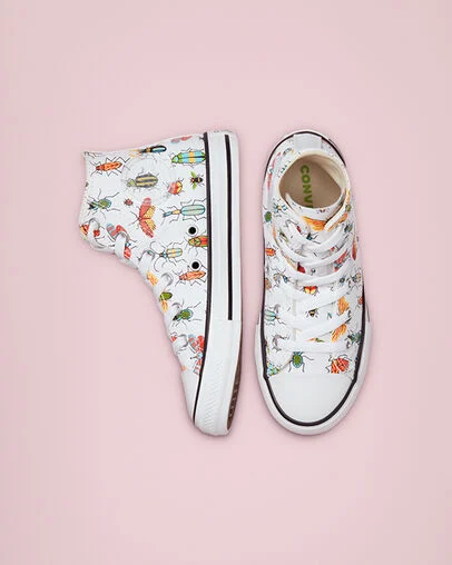 Chuck Taylor All Star A Bug's World White/Natural Ivory/Black, Top and Side View