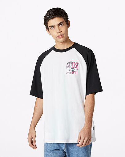 Icon Remix Raglan Tee White/Converse Black, Front View