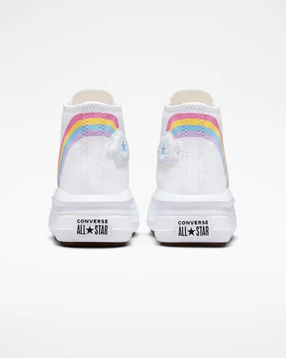 Chuck Taylor All Star Move Platform Rainbow Cloud White/Jp Blue/Pink, Heel View