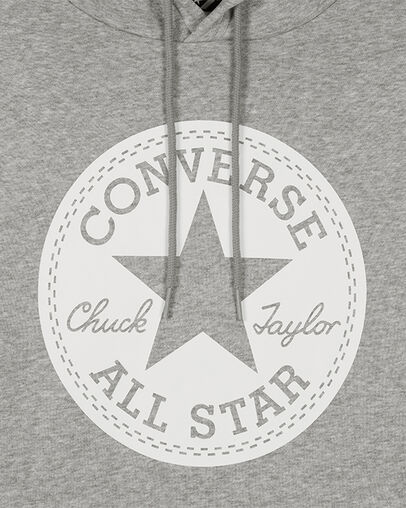 Converse Go-To Chuck Taylor Patch Standard Fit Fleece Hoodie Gris vintage chin&eacute;, Full Body View