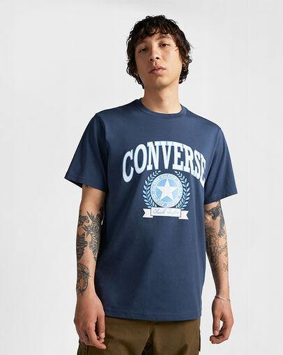 Retro Collegiate Graphic T-Shirt Converse Navy, Front View