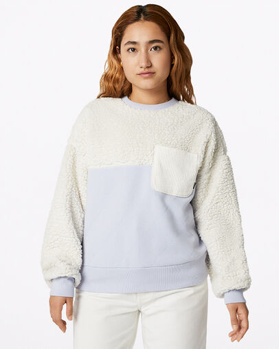 Gewatteerd shirt met ronde hals van sherpa Egret, Front View