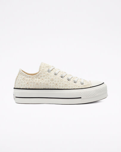 Chuck Taylor All Star Lift Platform Canvas Broderie Vintage White/Egret/Black, Outer Side View