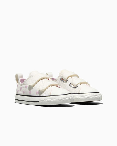 Chuck Taylor All Star Easy-On Valentine&rsquo;s Day Vintage White/New Found Bloom Pink/Black, Top and Side View
