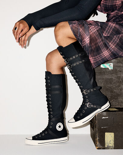 Chuck Taylor All Star XXHi Leather Straps Black/Egret/Black, On Foot Shot 2