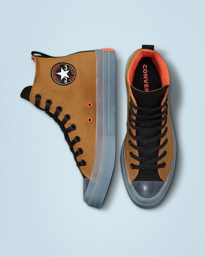 Chuck Taylor All Star CX Fleece Lined Wheat/Black/Wild Mango, Top and Side View