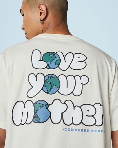 Love Your Mother Left Chest Short Sleeve T-Shirt Egret, Detail View