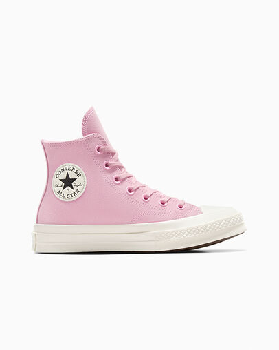 Chuck 70 Colorful Suede Tongue Tied/Egret/Lotus Pink, Outer Side View