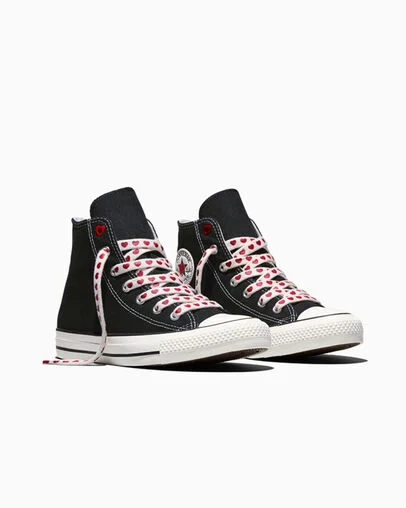 Chuck Taylor All Star Valentine's Day Black/Vintage White/Days Ahead Red, Top and Side View