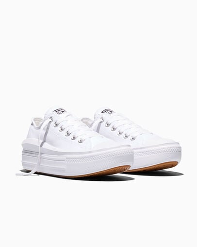 Chuck Taylor All Star Move Canvas Platform White/White/White, Top and Side View
