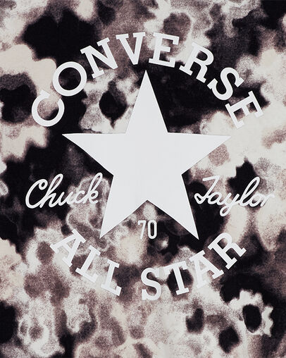 Washed Floral Cotton Crew Neck Shirt Converse Black, Full Body View