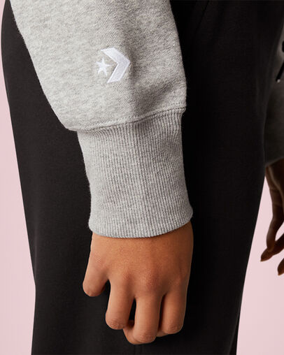 Sweat-shirt en polaire &agrave; col ras du cou avec inscription Gris vintage chin&eacute;, Detail View